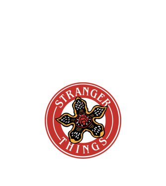 stranger things logo bucks model roșu pe tricou