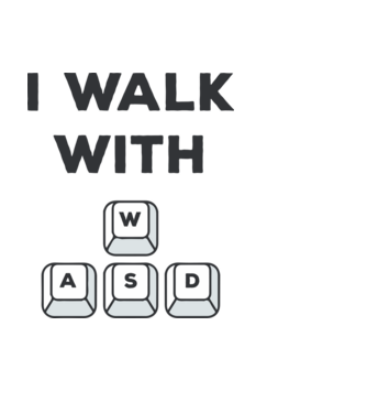 I Walk with WASD model negru pe tricou