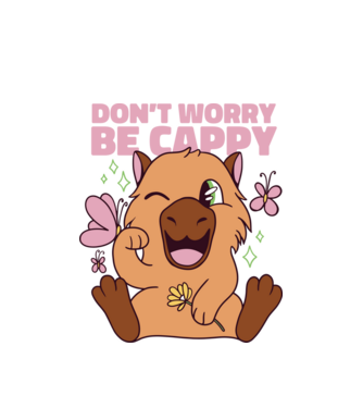 Don't worry be cappy - capibară model alb pe tricou