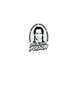 WEDNESDAY Pick your poison model alb pe tricou