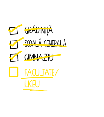 Cheklist educație - Gimnaziu alb model alb pe tricou
