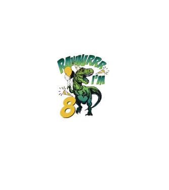 'Birthday Dinosaur rawww i''m 8' model alb pe tricou