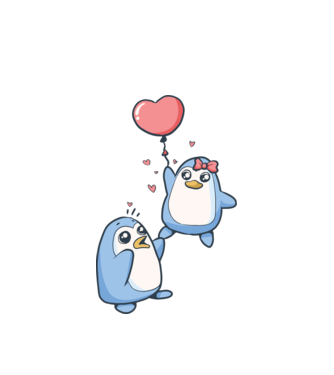 PINGUIN ÎNDRĂGOSTIT 4 model alb pe tricou