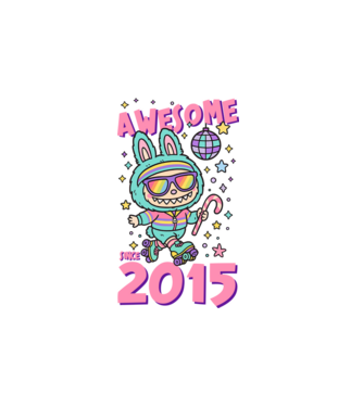 Awesome since 2015 - Labubu model alb pe tricou