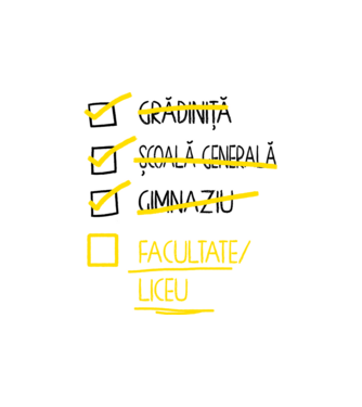 Cheklist educație - Gimnaziu alb model nisipiu pe tricou