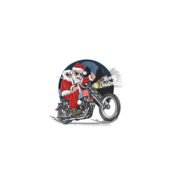 Santa Motocicletă Merry Christmas model negru pe tricou