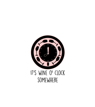 Wine o clock model alb pe tricou