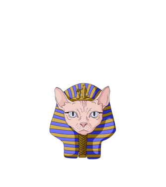 sphynx cat pharaoh model albastru închis pe tricou