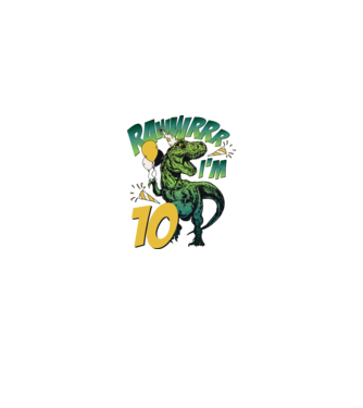 'Birthday Dinosaur rawww i''m 10' model alb pe tricou