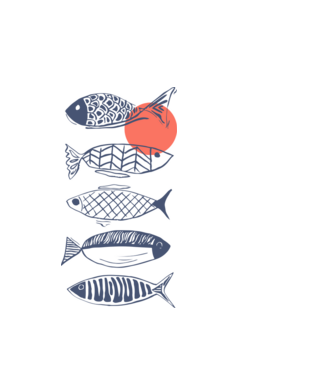 Fish model alb pe tricou