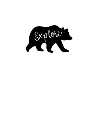 Bear explore model alb pe tricou