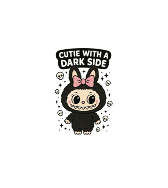 Cutie with a dark side model alb pe tricou