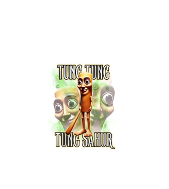 Tung Tung Tung Sahur model negru pe tricou