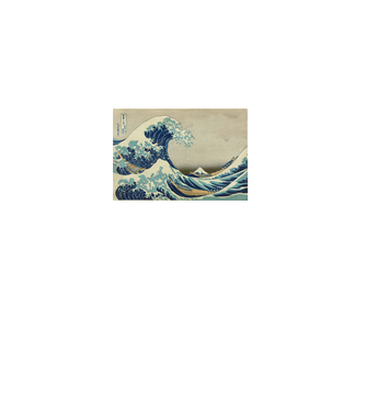 Great Wave of Kanagawa mască model alb pe tricou