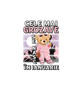 RETRO teddy fetişcană IANUARIE model alb pe tricou