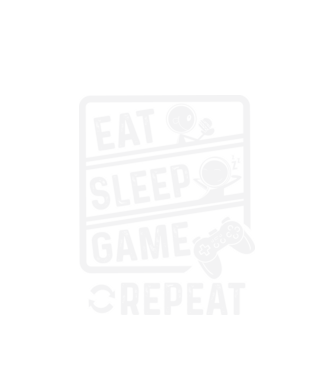 Eat sleep game repeat model alb pe tricou