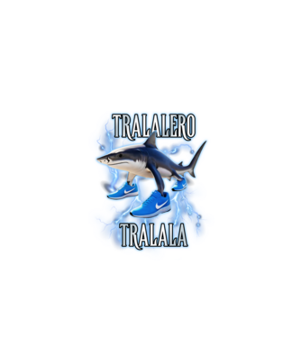 Tralalero Tralala model negru pe tricou
