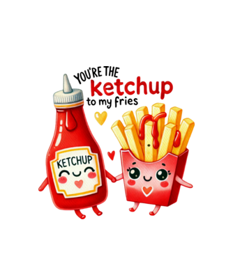 Ketchup to my Fries model alb pe tricou