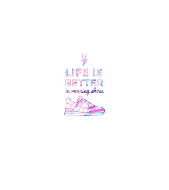 Life is better running shoes HOLO model negru pe tricou