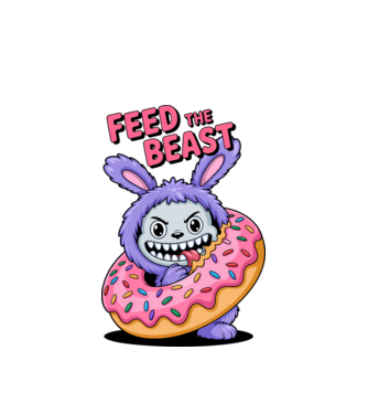 Feed the beast model alb pe tricou