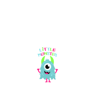 Little monster model alb pe tricou