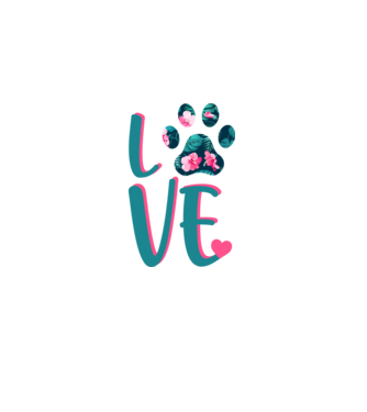 LOVE CÂINI model alb pe tricou