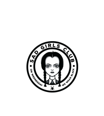 WEDNESDAY Sad Girls Club model negru pe tricou