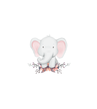 Elefant cu flori model alb pe tricou