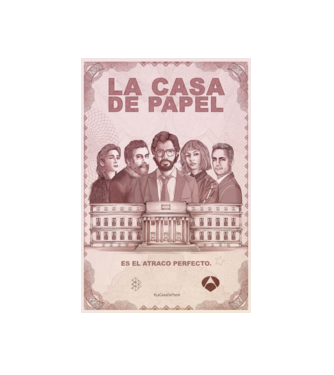 la casa de papel poster model alb pe tricou