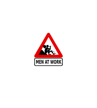 men at work model albastru deschis pe tricou