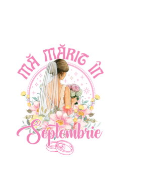 mă mărit - în septembrie model alb pe tricou