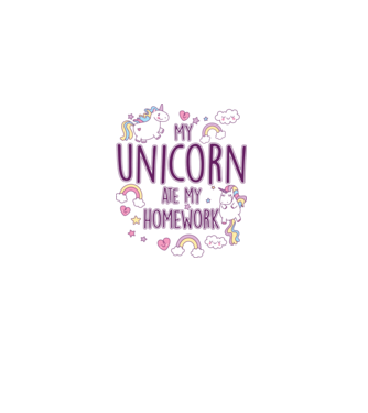 My unicorn ate my homework model alb pe tricou