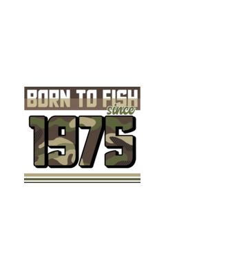 Born to fish since 1975 model negru pe tricou