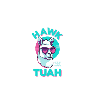 Hawk tuah llama retro sunglasses model albastru închis pe tricou