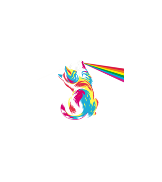 Pisica prismă model alb pe tricou