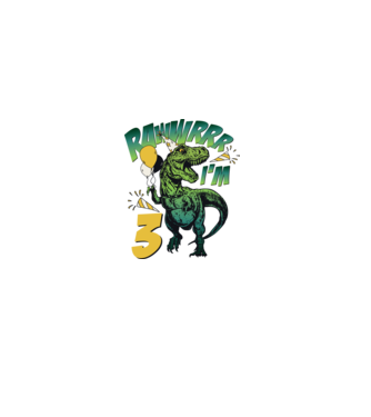 'Birthday Dinosaur rawww i''m 3' model alb pe tricou