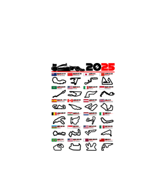 F1 calendar 2025 model alb pe tricou