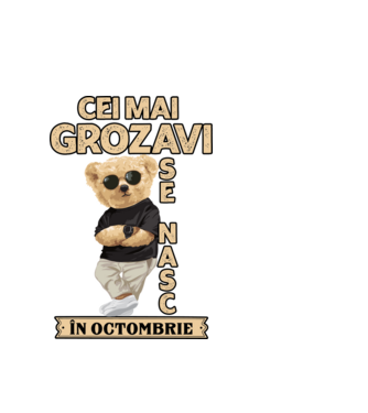 Teddy cel cool octombrie model alb pe tricou