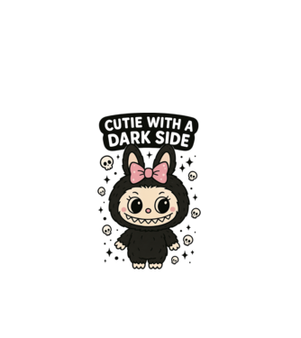 Cutie with a dark side model alb pe tricou