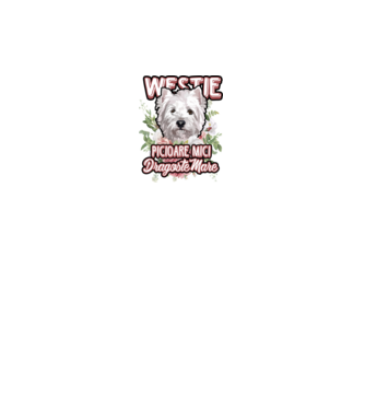 Westie picioare mici dragoste mare model alb pe tricou