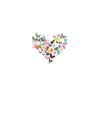 Butterfly Heart model alb pe tricou