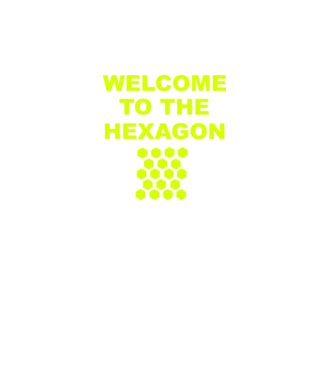 Welcome to the hexagon model gri închis pe tricou