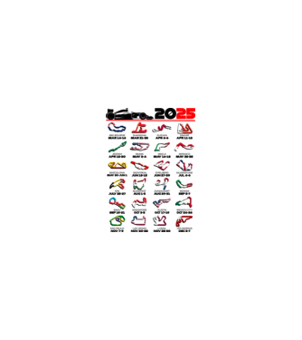 F1 calendar 2025 Alb model nisipiu pe tricou