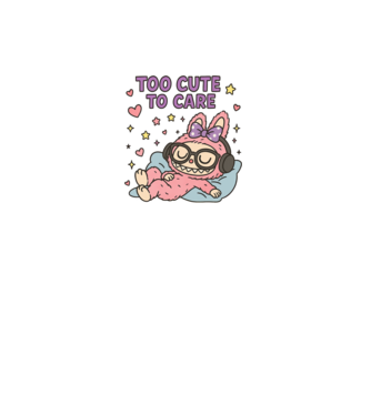 Too cute to care model negru pe tricou