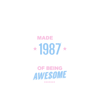 Made in - 1987 model albastru închis pe tricou