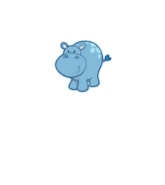 Cartoon hippo model negru pe tricou