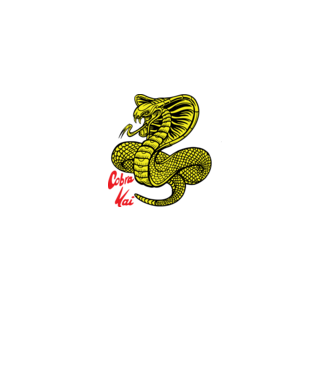 cobra kai logo color model negru pe tricou