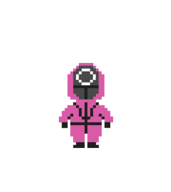 squid game pixel model negru pe tricou