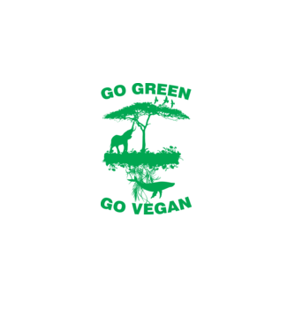 go green go vegan model negru pe tricou