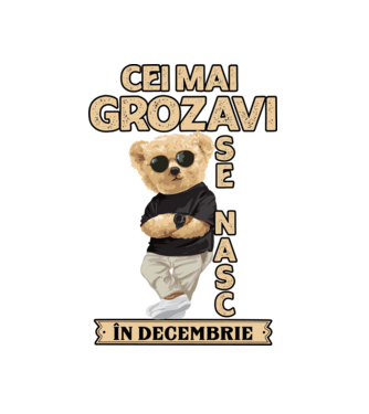 Teddy cel cool decembrie model alb pe tricou